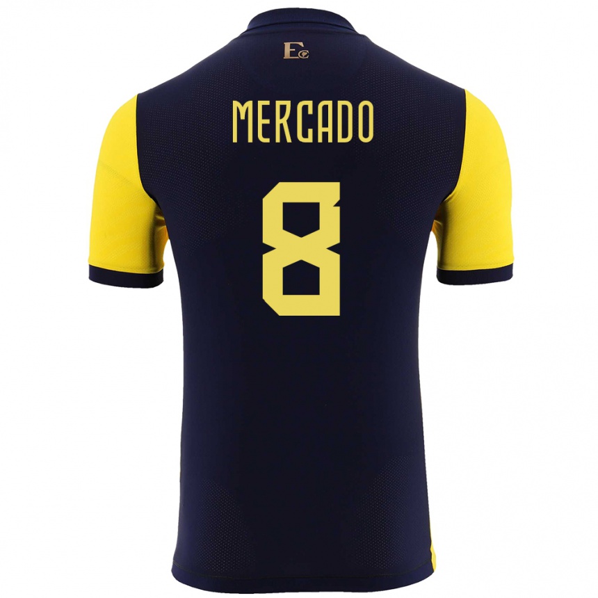 キッズフットボールエクアドルパトリック・クレイヴァー・メルカード・アルタミラーノ#8黄ホームシャツ24-26ジャージーユニフォーム