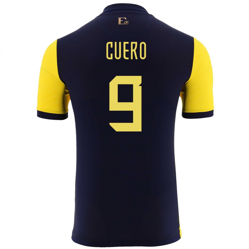 キッズフットボールエクアドルジャスティン・クエロ#9黄ホームシャツ24-26ジャージーユニフォーム