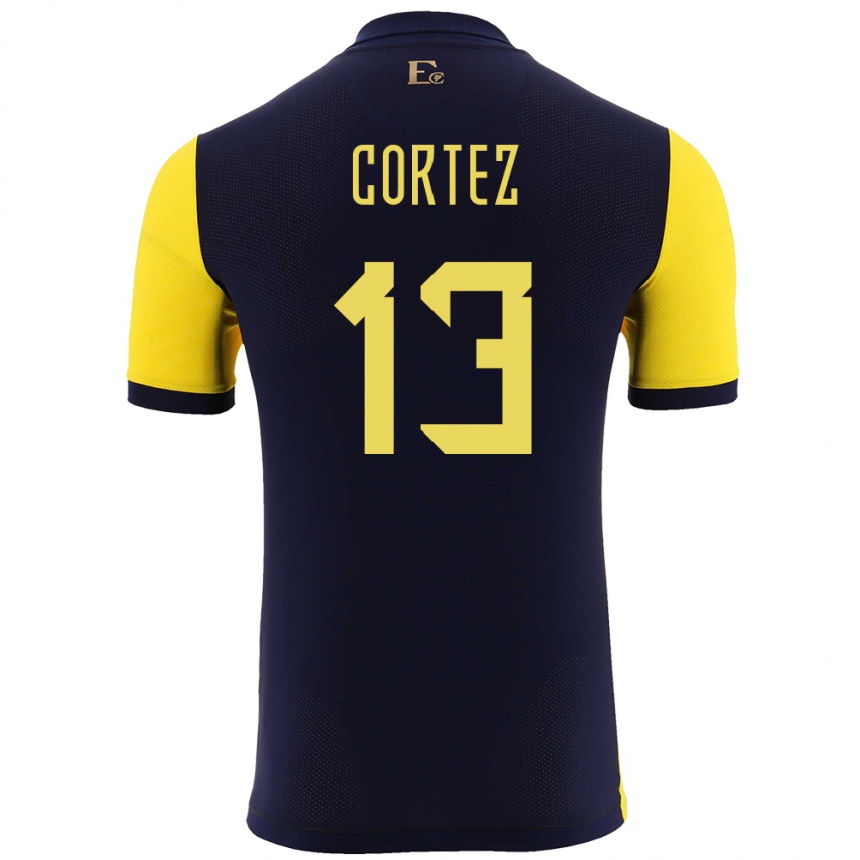 キッズフットボールエクアドルスティーブン・コルテス#13黄ホームシャツ24-26ジャージーユニフォーム