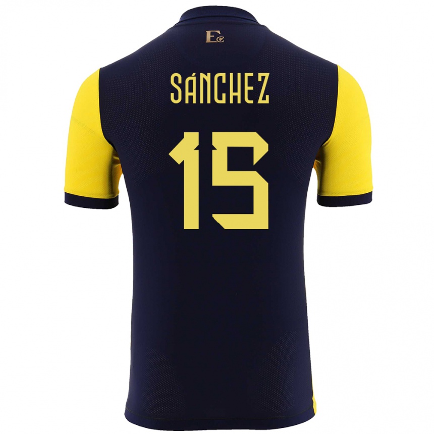 キッズフットボールエクアドルフアン・サンチェス#15黄ホームシャツ24-26ジャージーユニフォーム