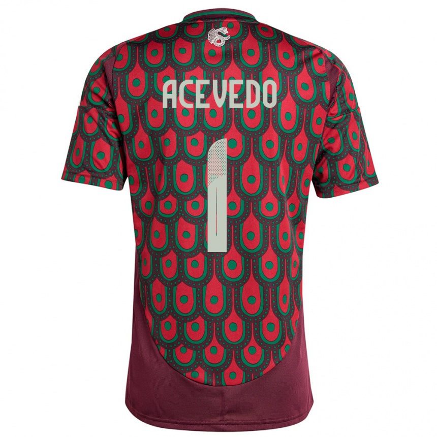 キッズフットボールメキシコカルロス・アセベド#1マルーンホームシャツ24-26ジャージーユニフォーム