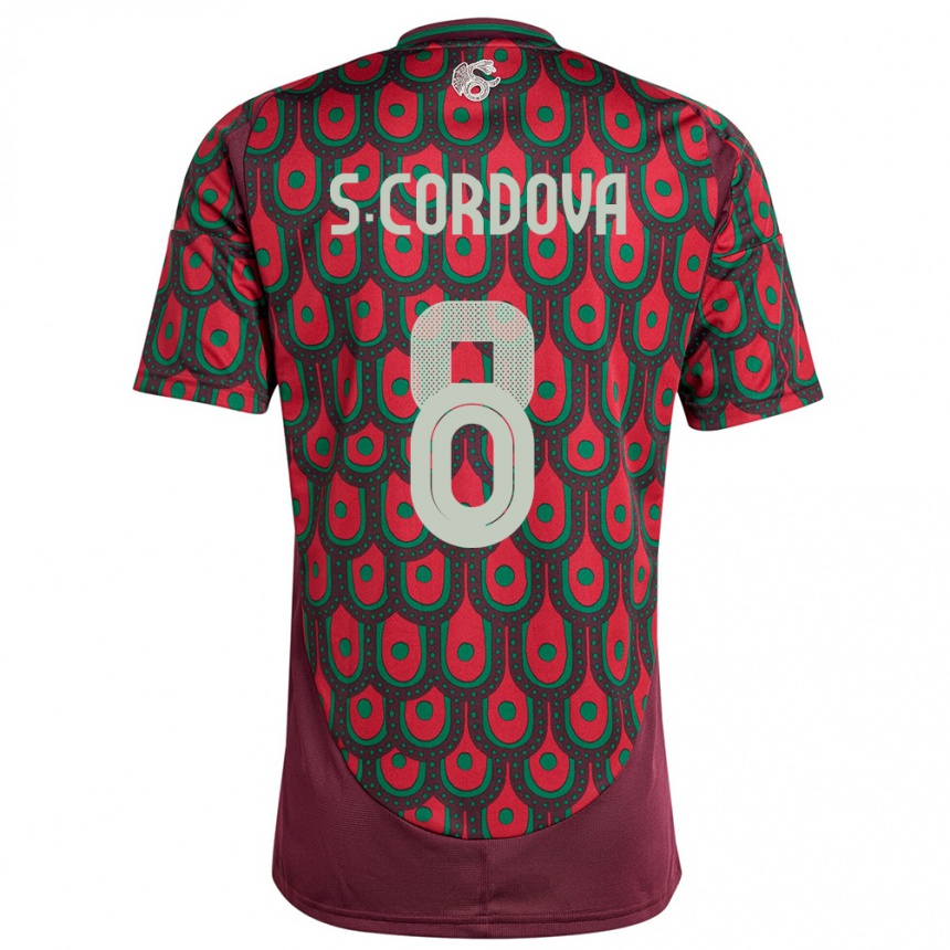 キッズフットボールメキシコセバスティアン・コルドバ#8マルーンホームシャツ24-26ジャージーユニフォーム