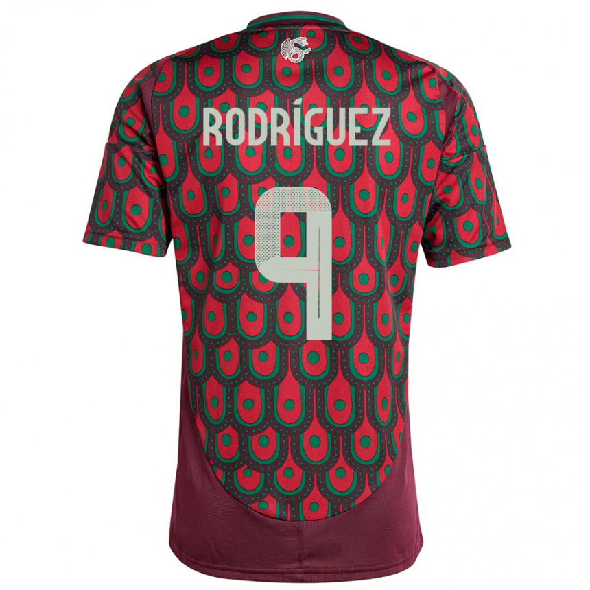 キッズフットボールメキシコカルロス・ロドリゲス#9マルーンホームシャツ24-26ジャージーユニフォーム