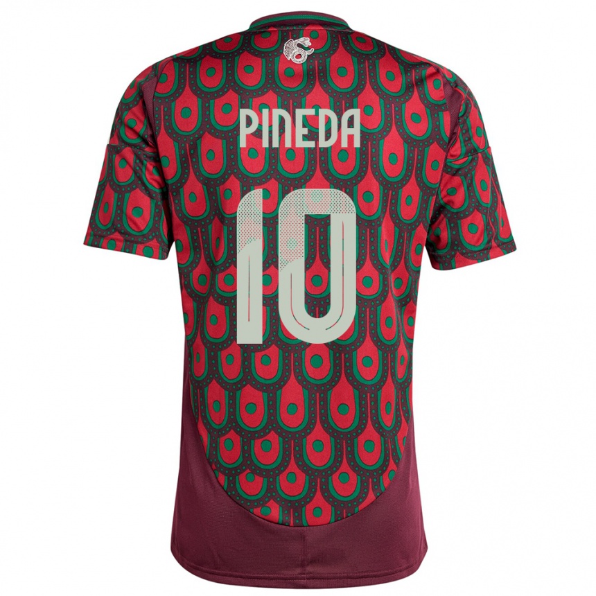 キッズフットボールメキシコオルベリン・ピネダ#10マルーンホームシャツ24-26ジャージーユニフォーム