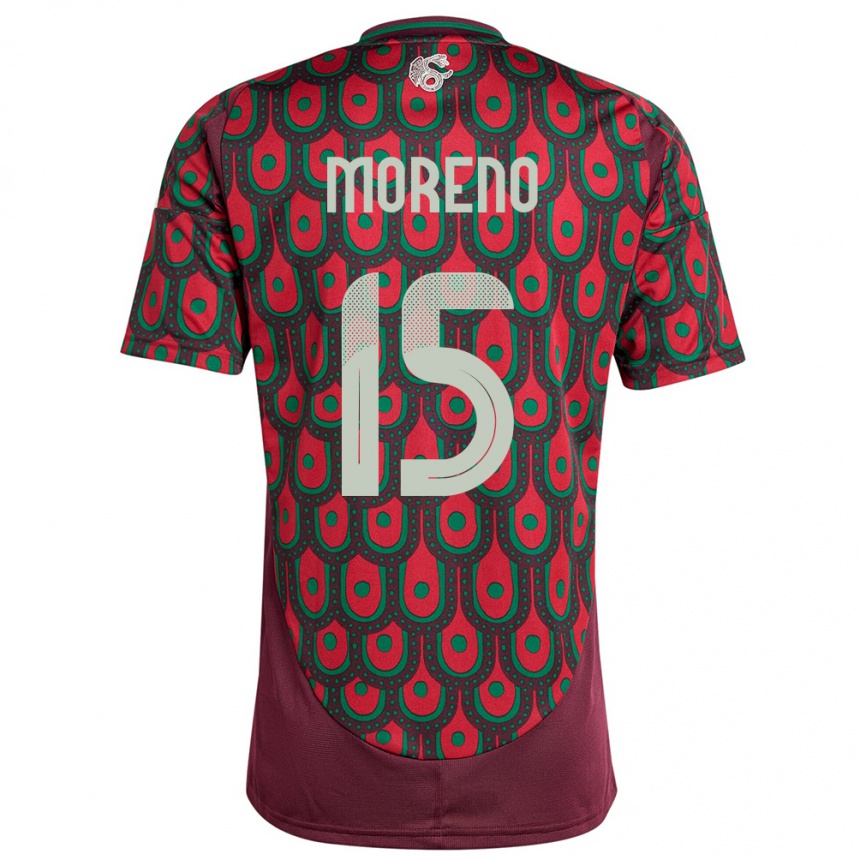キッズフットボールメキシコエクトル・モレノ#15マルーンホームシャツ24-26ジャージーユニフォーム