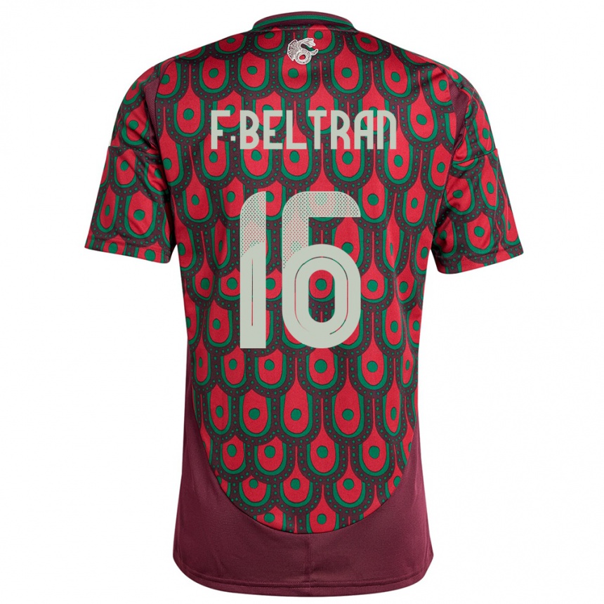キッズフットボールメキシコフェルナンド・ベルトラン#16マルーンホームシャツ24-26ジャージーユニフォーム