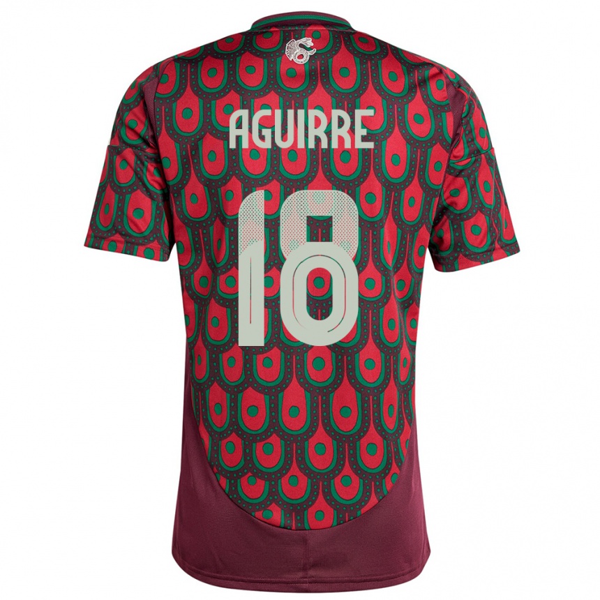 キッズフットボールメキシコエドゥアルド・アギーレ#18マルーンホームシャツ24-26ジャージーユニフォーム