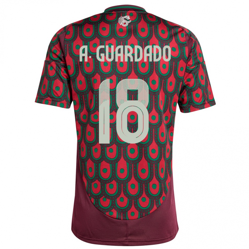 キッズフットボールメキシコアンドレス・グアルダード#18マルーンホームシャツ24-26ジャージーユニフォーム
