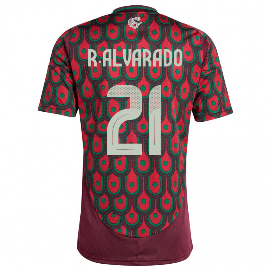 キッズフットボールメキシコロベルト・アルバラード#21マルーンホームシャツ24-26ジャージーユニフォーム