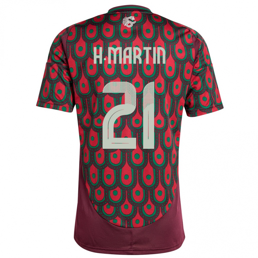 キッズフットボールメキシコエンリ・マルティン#21マルーンホームシャツ24-26ジャージーユニフォーム