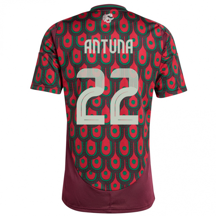 キッズフットボールメキシコウリエル・アントゥナ#22マルーンホームシャツ24-26ジャージーユニフォーム