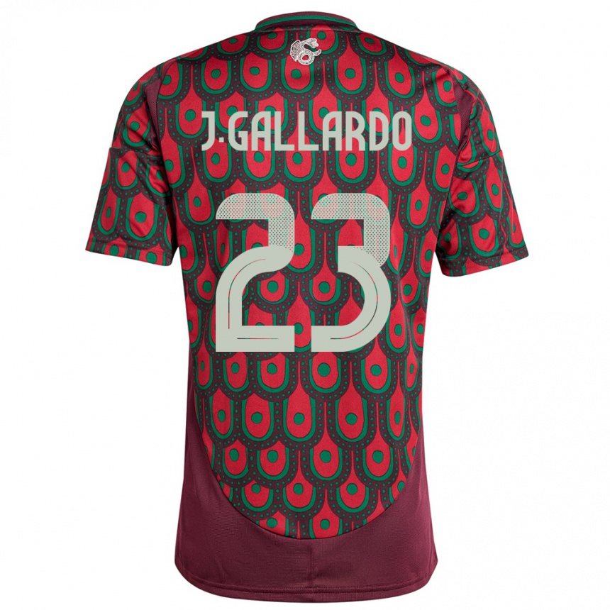 キッズフットボールメキシコヘスス・ガジャルド#23マルーンホームシャツ24-26ジャージーユニフォーム