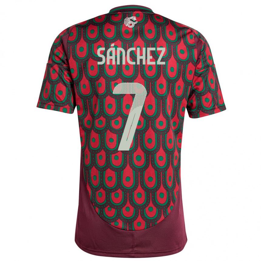 キッズフットボールメキシコマリア・サンチェス#7マルーンホームシャツ24-26ジャージーユニフォーム