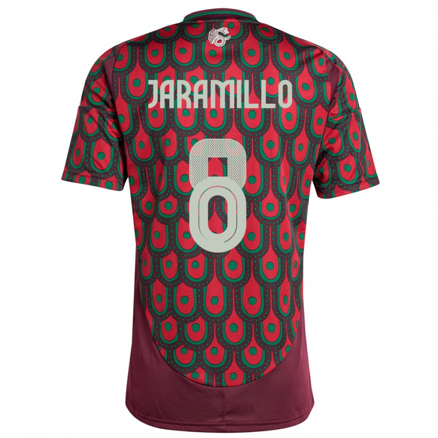 キッズフットボールメキシコカロリーナ・ジャラミロ#8マルーンホームシャツ24-26ジャージーユニフォーム