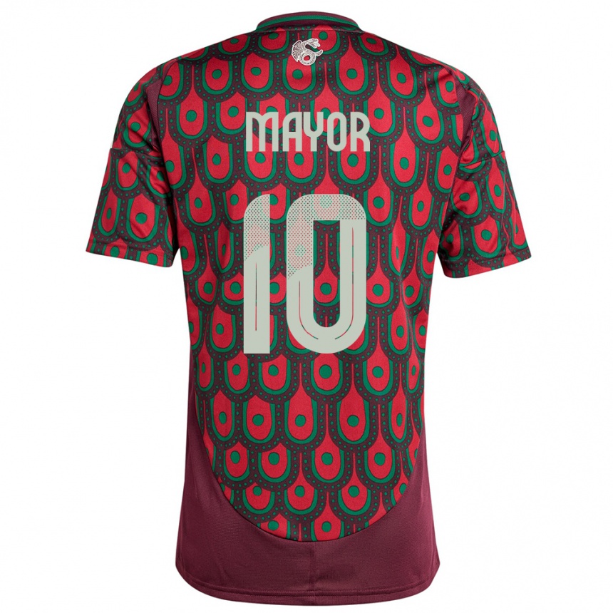 キッズフットボールメキシコステファニー・マジョール#10マルーンホームシャツ24-26ジャージーユニフォーム