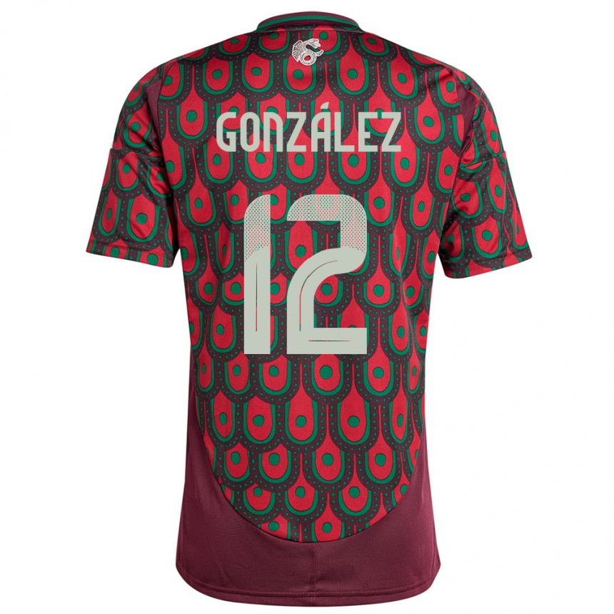キッズフットボールメキシコイツェル・ゴンサレス#12マルーンホームシャツ24-26ジャージーユニフォーム