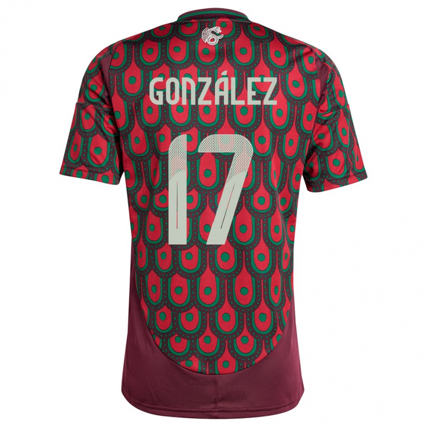 キッズフットボールメキシコアリソン・ゴンザレス#17マルーンホームシャツ24-26ジャージーユニフォーム