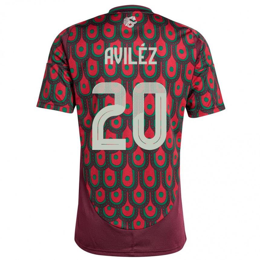 キッズフットボールメキシコアイリン・アリアナ・アヴィレス・ペーニャ#20マルーンホームシャツ24-26ジャージーユニフォーム