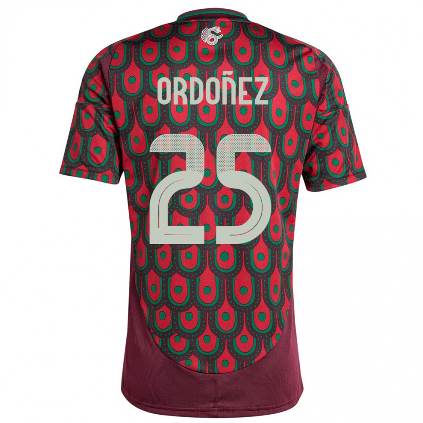 キッズフットボールメキシコダイアナ・オルドネス#25マルーンホームシャツ24-26ジャージーユニフォーム