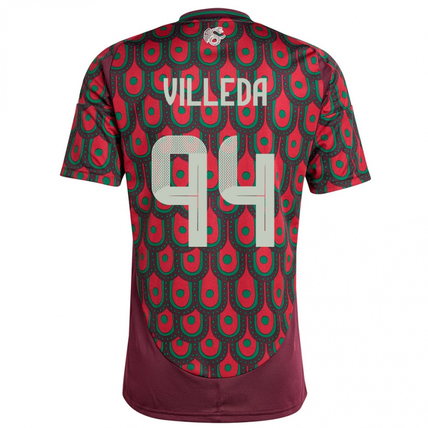 キッズフットボールメキシコメラニー・ヴィレダ#94マルーンホームシャツ24-26ジャージーユニフォーム