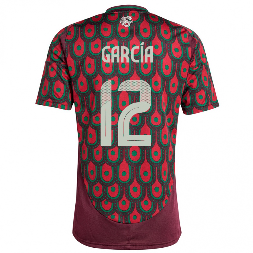 キッズフットボールメキシコエドゥアルド・ガルシア#12マルーンホームシャツ24-26ジャージーユニフォーム