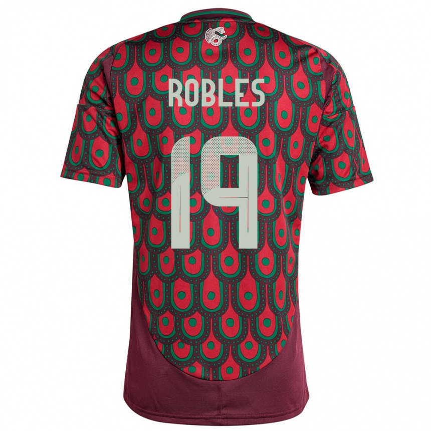 キッズフットボールメキシコエンジェル・ロブレス#19マルーンホームシャツ24-26ジャージーユニフォーム