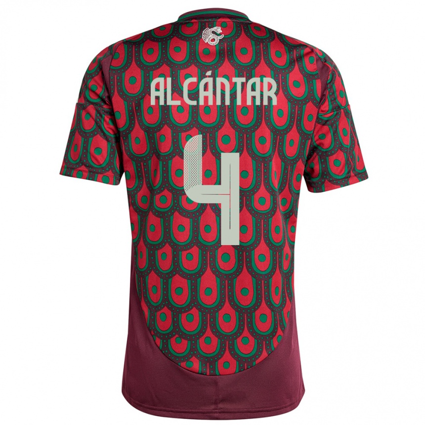 キッズフットボールメキシコイエス・アルカンター#4マルーンホームシャツ24-26ジャージーユニフォーム