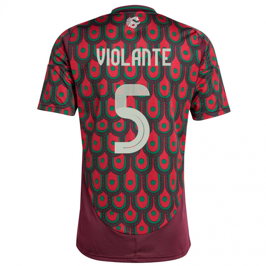 キッズフットボールメキシコイサイアス・ヴィオランテ#5マルーンホームシャツ24-26ジャージーユニフォーム