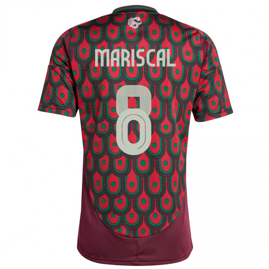 キッズフットボールメキシコサルバドール・マリスカル#8マルーンホームシャツ24-26ジャージーユニフォーム