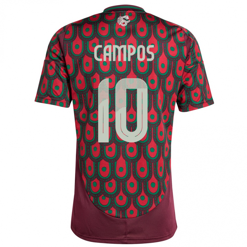 キッズフットボールメキシコカレル・カンポス#10マルーンホームシャツ24-26ジャージーユニフォーム