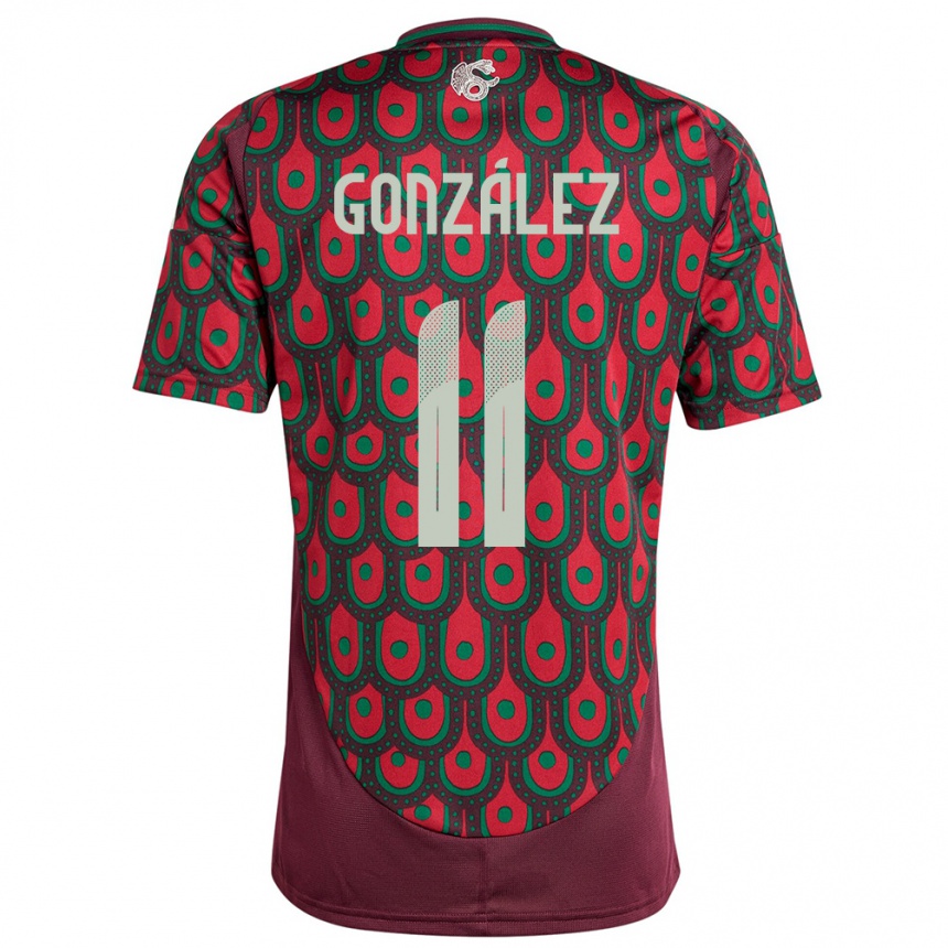 キッズフットボールメキシコブライアン・ゴンサレス#11マルーンホームシャツ24-26ジャージーユニフォーム