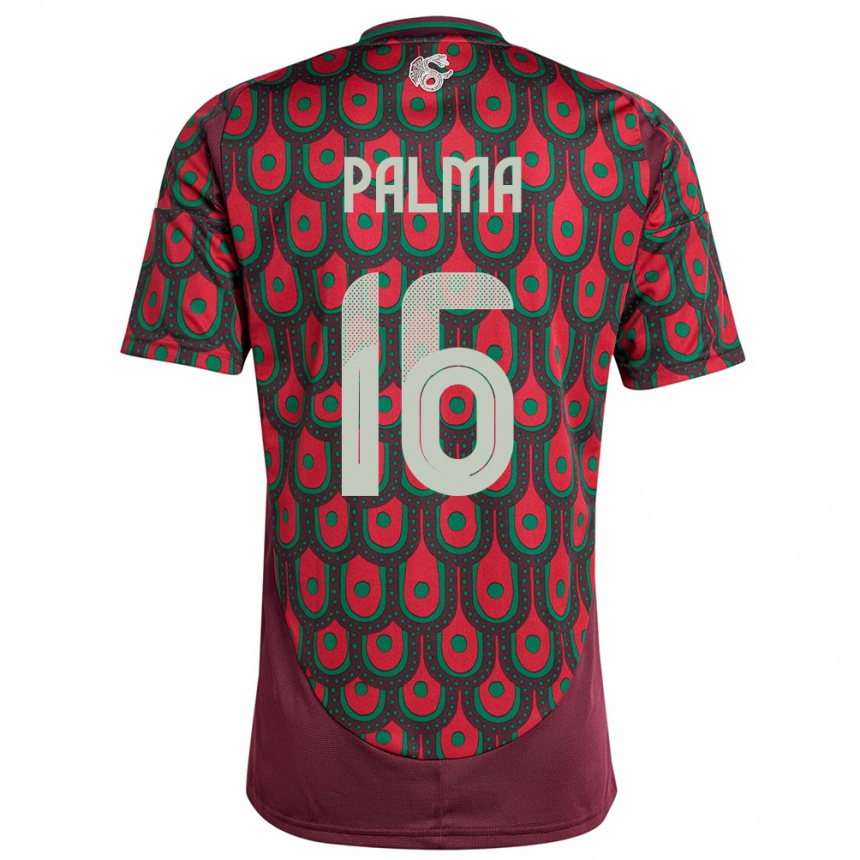 キッズフットボールメキシコラファエル・パルマ#16マルーンホームシャツ24-26ジャージーユニフォーム