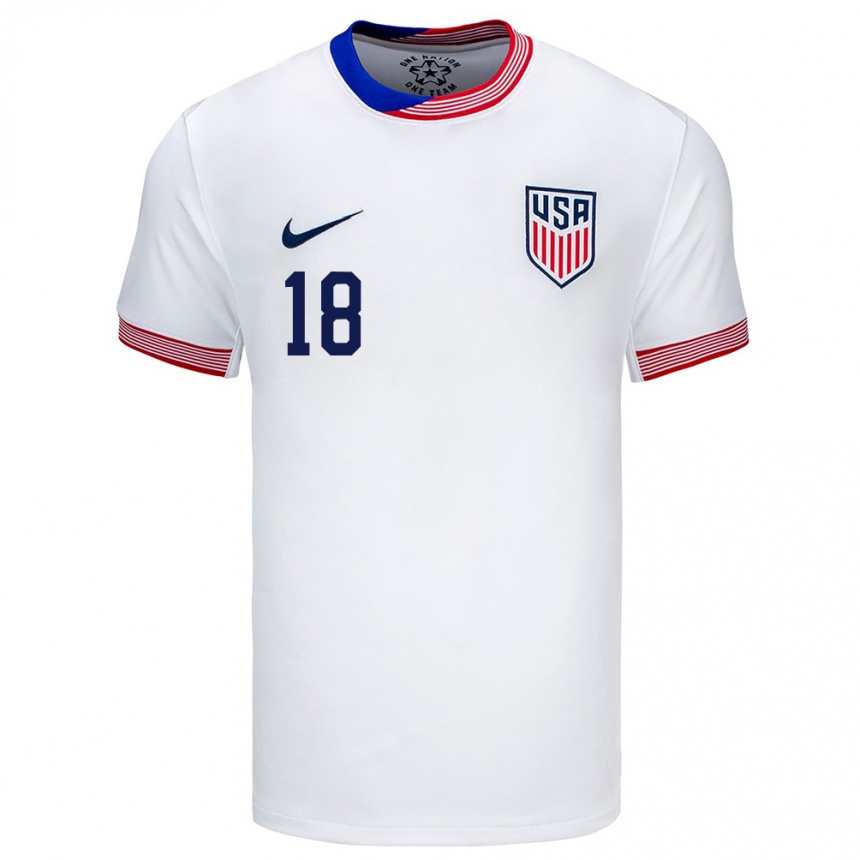 キッズフットボールアメリカ合衆国マルコス・サンブラーノ・デルガード#18白ホームシャツ24-26ジャージーユニフォーム