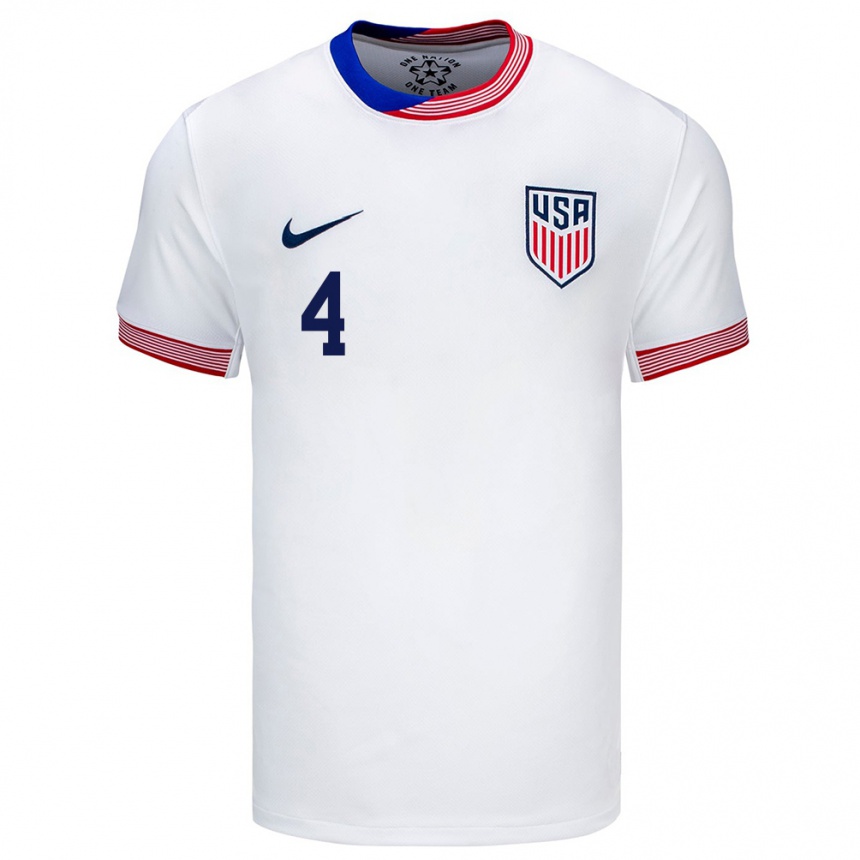 キッズフットボールアメリカ合衆国タイラー・ホール#4白ホームシャツ24-26ジャージーユニフォーム