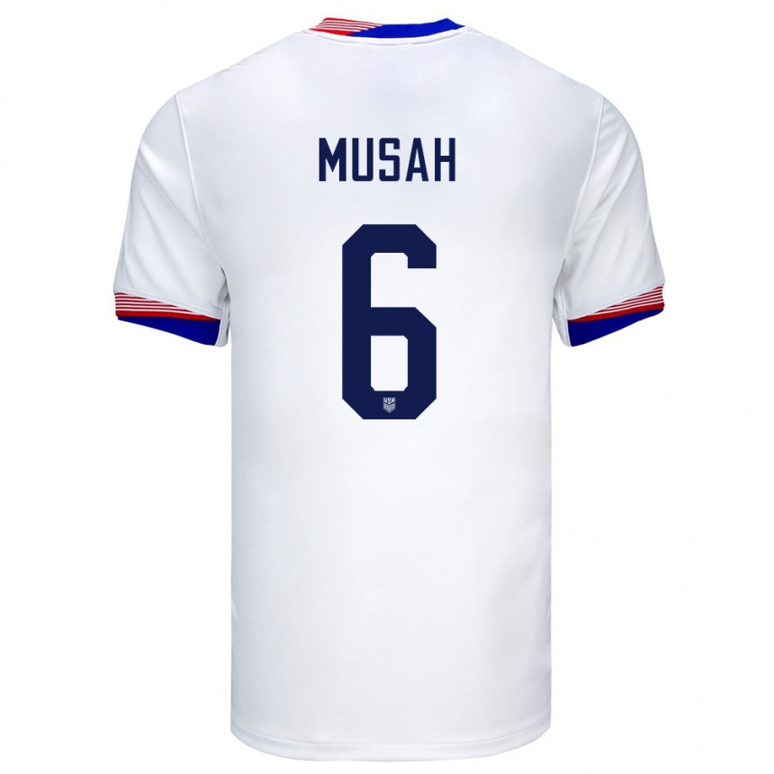 キッズフットボールアメリカ合衆国ユヌス・ムサ#6白ホームシャツ24-26ジャージーユニフォーム