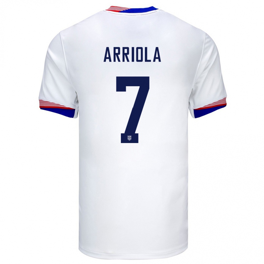 キッズフットボールアメリカ合衆国ポール・アリオラ#7白ホームシャツ24-26ジャージーユニフォーム