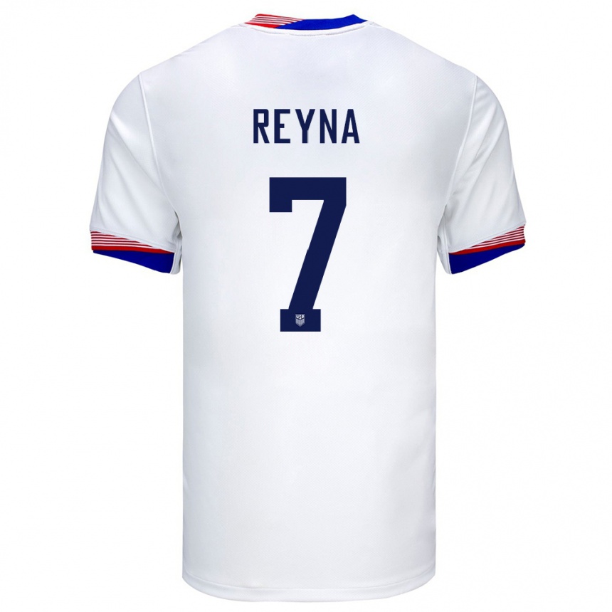 キッズフットボールアメリカ合衆国ジョバンニ・レイナ#7白ホームシャツ24-26ジャージーユニフォーム