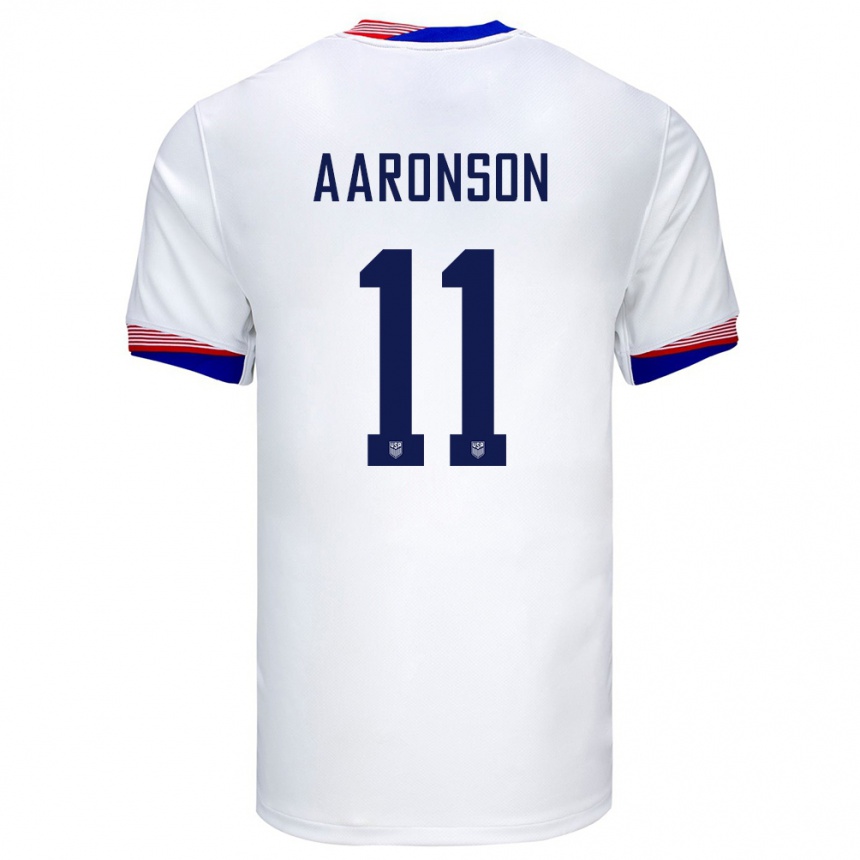 キッズフットボールアメリカ合衆国ブレンデン・アーロンソン #11白ホームシャツ24-26ジャージーユニフォーム