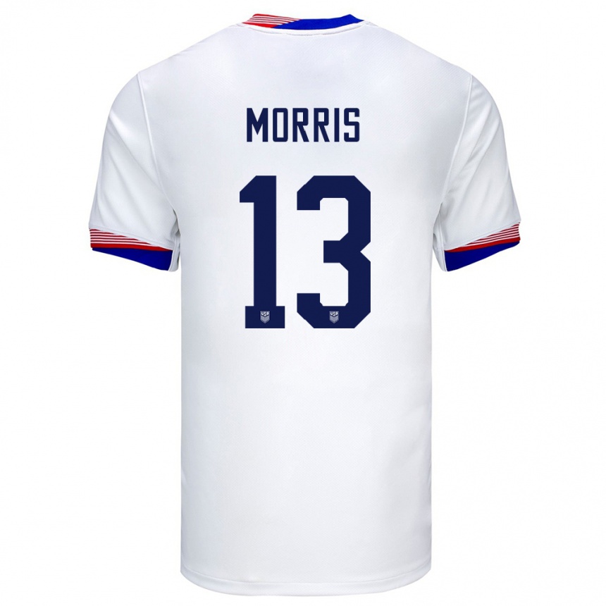 キッズフットボールアメリカ合衆国ジョーダン・モリス#13白ホームシャツ24-26ジャージーユニフォーム