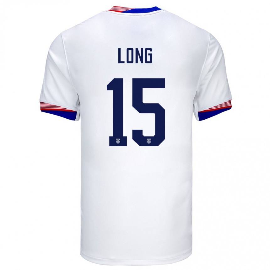 キッズフットボールアメリカ合衆国アーロン・ロング#15白ホームシャツ24-26ジャージーユニフォーム