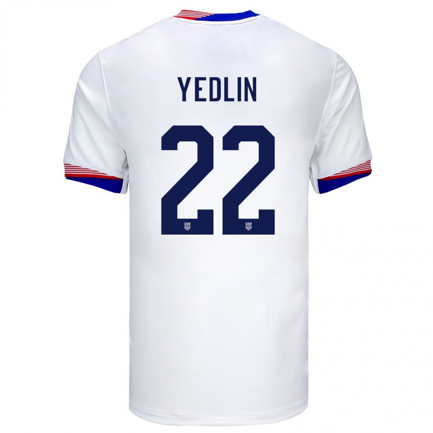 キッズフットボールアメリカ合衆国デアンドレ・イェドリン#22白ホームシャツ24-26ジャージーユニフォーム