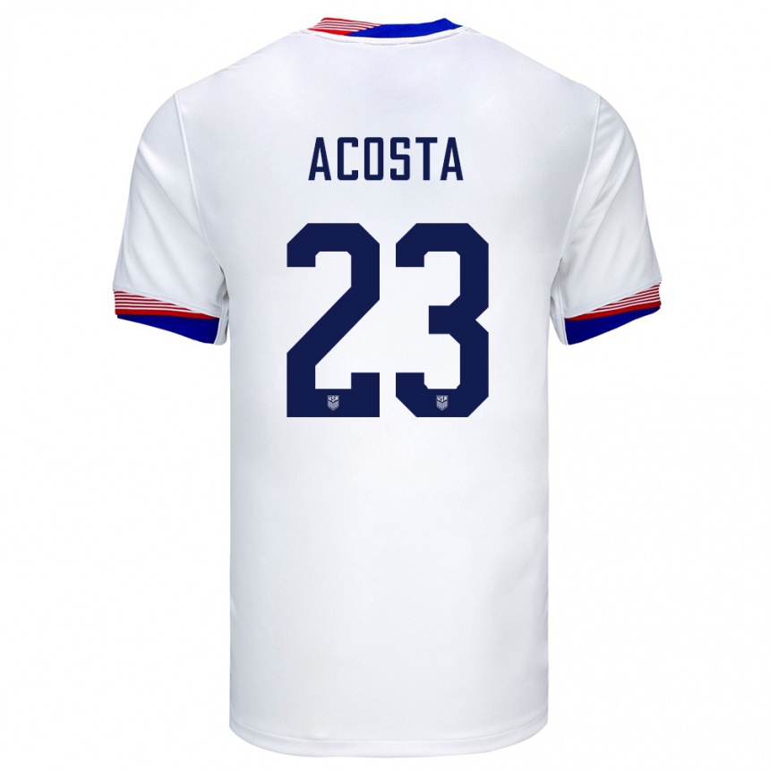 キッズフットボールアメリカ合衆国ケリーン・アコスタ#23白ホームシャツ24-26ジャージーユニフォーム