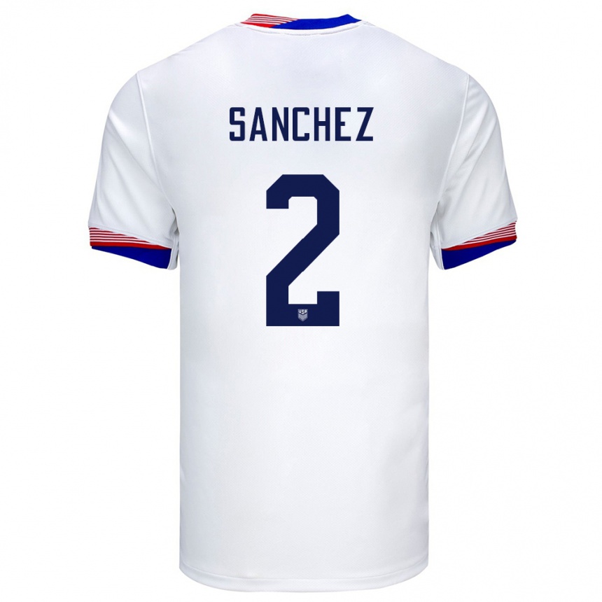 キッズフットボールアメリカ合衆国アシュリー・サンチェス#2白ホームシャツ24-26ジャージーユニフォーム