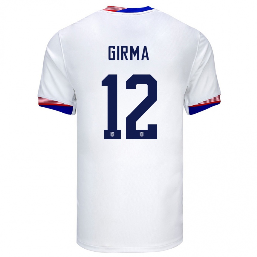 キッズフットボールアメリカ合衆国ナオミ・ギルマ#12白ホームシャツ24-26ジャージーユニフォーム