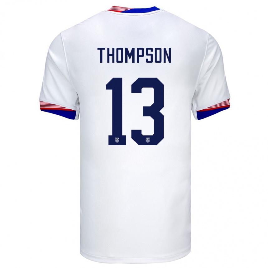 キッズフットボールアメリカ合衆国アリッサ・トンプソン#13白ホームシャツ24-26ジャージーユニフォーム