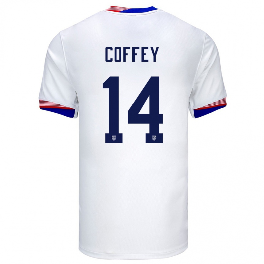 キッズフットボールアメリカ合衆国サム・コフィー#14白ホームシャツ24-26ジャージーユニフォーム