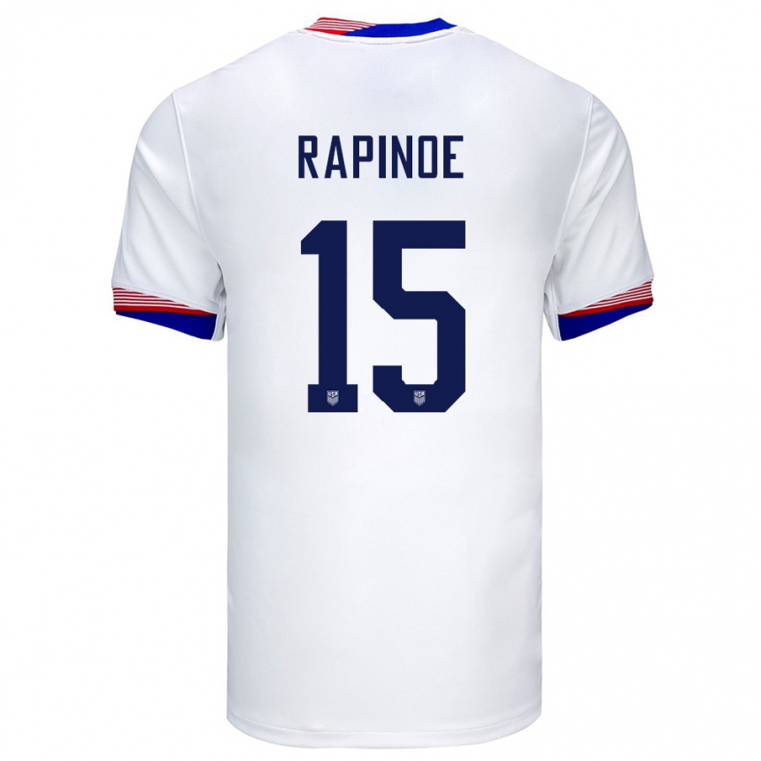 キッズフットボールアメリカ合衆国ミーガン・ラピノー#15白ホームシャツ24-26ジャージーユニフォーム