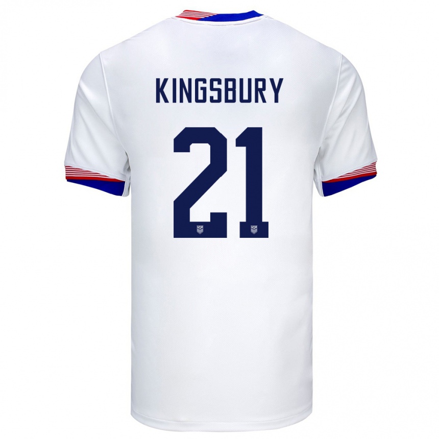 キッズフットボールアメリカ合衆国オーブリー・キングズベリー#21白ホームシャツ24-26ジャージーユニフォーム