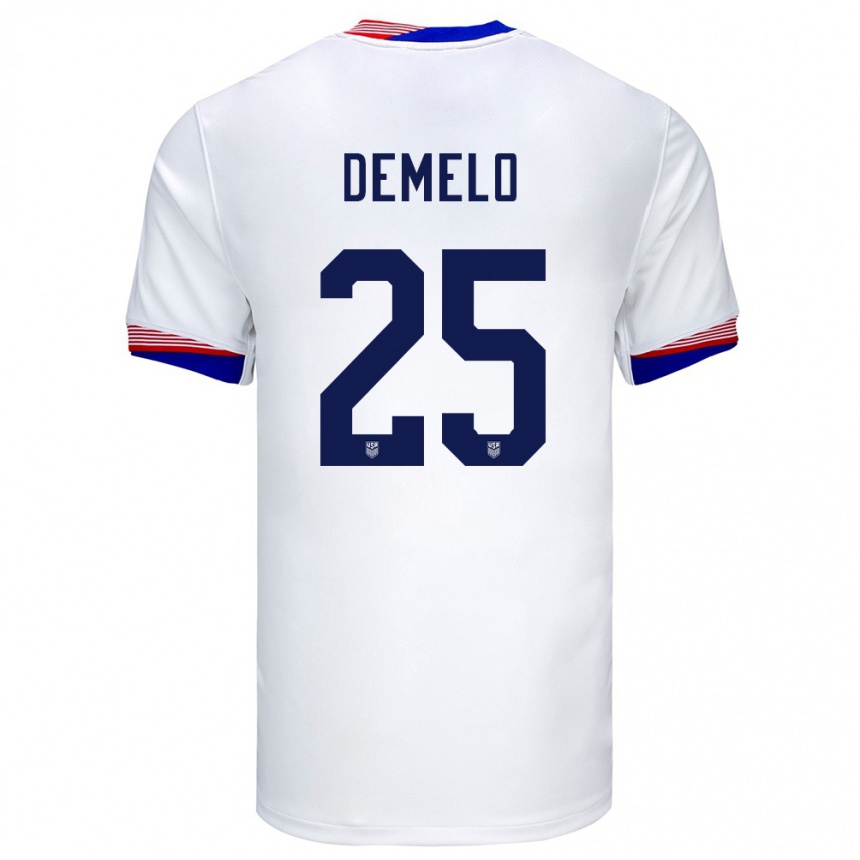キッズフットボールアメリカ合衆国サバンナ・デメロ#25白ホームシャツ24-26ジャージーユニフォーム