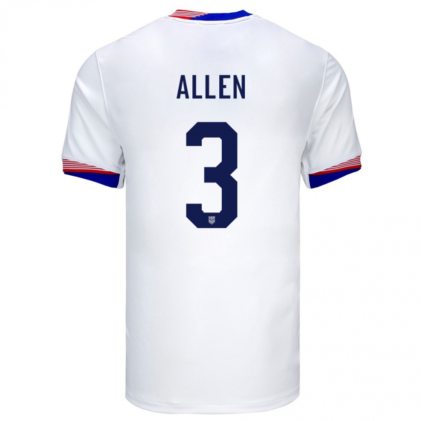 キッズフットボールアメリカ合衆国ノア・アレン#3白ホームシャツ24-26ジャージーユニフォーム